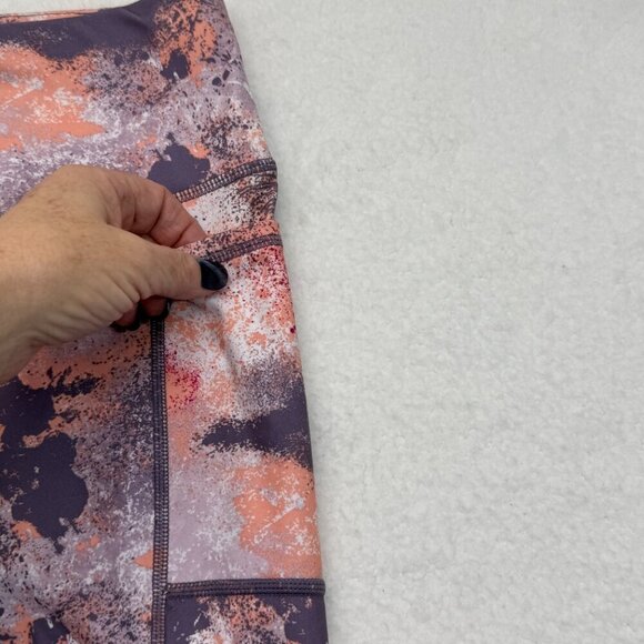 Reebok Capri Leggings Pockets Drawstring Splatter Print Mulled Grape Womens L - Picture 5 of 11